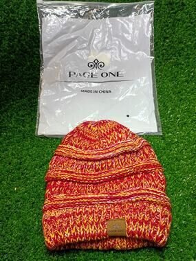 Page One Marled Orange & Yellow Knit Winter Beanie